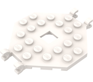 LEGO White Plate 6 x 6 Open Center without 4 Corners with 4 Clips (2539)