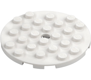 LEGO White Plate 6 x 6 Round with Pin Hole (11213)