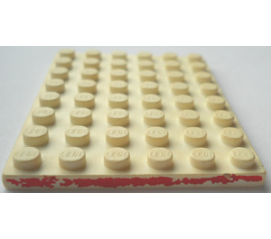 LEGO blanc assiette 6 x 8 avec Waffle Underside avec rouge Line sur Une Court Côté