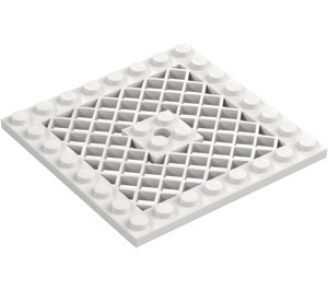 LEGO Hvit Plate 8 x 8 med Gitter (Hull i midten) (4047 / 4151)