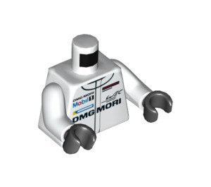 LEGO Bílá Porsche 919 Hybrid Řidič Minifigurka Trup (973 / 76382)