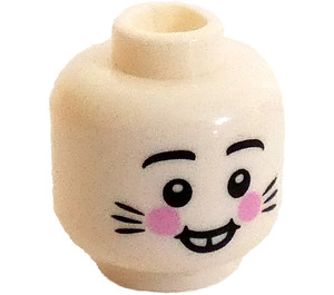 LEGO Wit Konijn Gezicht Zwart Eyebrows en whiskers Bright Roze Cheeks (Verzonken solide nop) (3626)