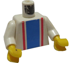 LEGO Blanco Racer, Azul y Rojo Vertical Rayas Torso (973)