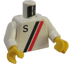 LEGO White Racer with Red and Black Stripes and "S" Town Torso (973)