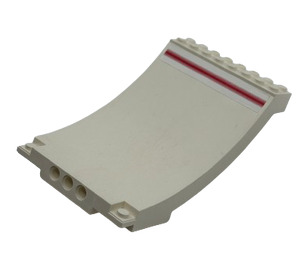 LEGO White Ramp Curved 8 x 12 x 6 with Red Line Sticker (43085)
