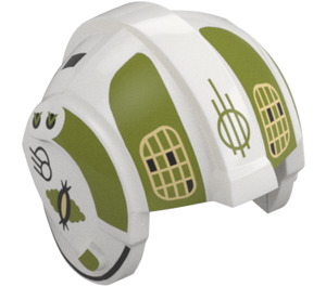 LEGO Blanc Rebel Pilote Casque avec Olive Vert et Noir Lines (30370 / 104611)