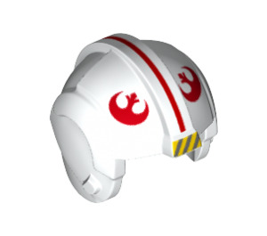 LEGO Bianco Rebel Pilota Casco con Rosso Rebel logo, Rosso Striscia, Nero Strisce su Giallo Background (50064 / 83786)