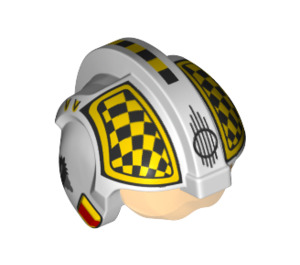 LEGO White Rebel Pilot Helmet with Transparent Orange Visor with Black and Yellow Checks (39598)
