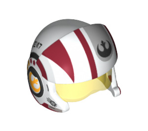 LEGO Weiß Rebel Pilot Helm mit Transparent Gelb Visier und Dunkelrot und Schwarz Deko (23741 / 35988)