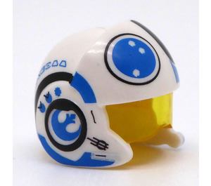 LEGO White Rebel Pilot Helmet with Transparent Yellow Visor with Blue Markings (24921 / 35979)