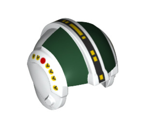LEGO White Rebel Pilot Helmet with Wedge Antilles Dark Green with Yellow (24057 / 66391)