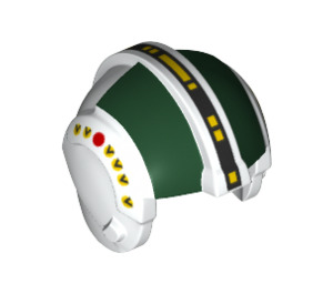 LEGO Blanc Rebel Pilote Casque avec Pièce de monnaie Antilles Vert Foncé avec Jaune (24057 / 66391)