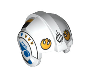 LEGO White Rebel Pilot Helmet with Yellow Rebel Logo and Blue Markings Pattern (30370 / 37138)