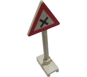 LEGO hvid Vejskilt Trekant med Dangerous Intersection Sign (649 / 81294)