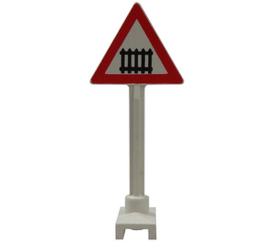 LEGO White Road Sign Triangle with Level Crossing (649)