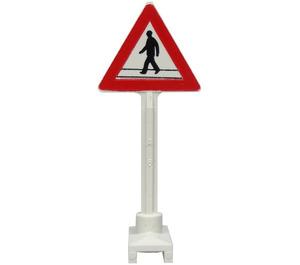 LEGO Blanc Panneau de Signalisation Triangle avec Pedestrian (649)