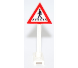 LEGO blanc Road Sign Triangle avec Pedestrian Crossing (1 Person) (649)