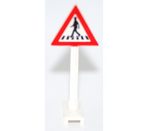 LEGO White Road Sign Triangle with Pedestrian Crossing (1 Person) (649)