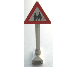 LEGO blanc Road Sign Triangle avec Pedestrian Crossing 2 People Modèle (649)