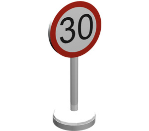 LEGO White Road Sign with 30 Pattern