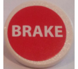 LEGO White Roadsign Clip-on 2 x 2 Round with 'BRAKE' on Red Background Sticker (30261)