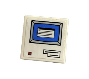 LEGO Weiß Roadsign Clip-auf 2 x 2 Platz mit Computer Screen mit Open Fenster auf Blau Background Aufkleber mit offenem 'O' Clip (15210)