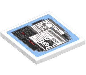 LEGO Weiß Roadsign Clip-auf 2 x 2 Platz mit Computer Screen mit Open Windows Aufkleber mit offenem 'O' Clip (15210)