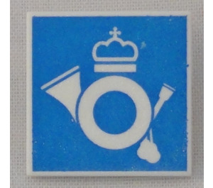 LEGO blanc Roadsign Clip-sur 2 x 2 Carré avec Deutsche Post Symbol avec le clip en « U » ouvert (15210)