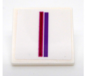 LEGO White Roadsign Clip-on 2 x 2 Square with Magenta and Medium Lavender 'I' Sticker with Open 'O' Clip (15210)