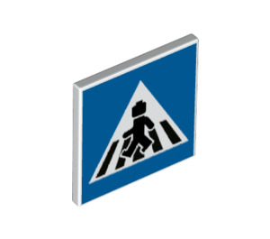 LEGO White Roadsign Clip-on 2 x 2 Square with Minifigure in Crosswalk with Open 'O' Clip (15210 / 73909)