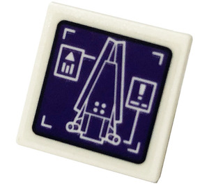 LEGO White Roadsign Clip-on 2 x 2 Square with Monitor, Wakanda Tower Sticker with Open 'O' Clip (15210)