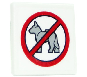 LEGO Wit Roadsign Clip-Aan 2 x 2 Vierkant met No Dogs Sticker met Open 'O'-clip (15210)