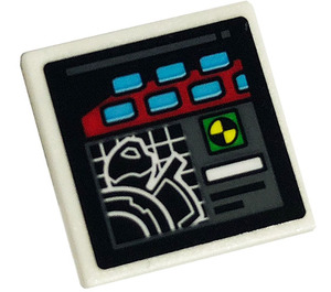LEGO blanc Roadsign Clip-sur 2 x 2 Carré avec Radioactive Symbol, Buttons Autocollant avec clip 'O' ouvert (15210)