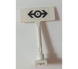 LEGO White Roadsign Rectangle with Round Pole with Black Train Logo Sticker