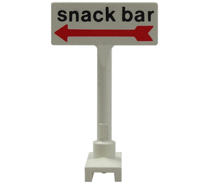 레고 하얀색 Roadsign Rectangle ~와 함께 Snack 술집 Sign