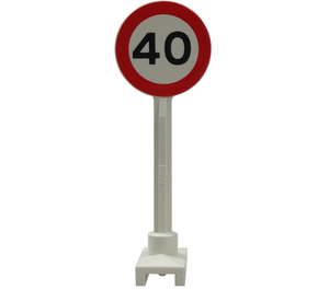 LEGO White Roadsign Round with '40' Speed Limit