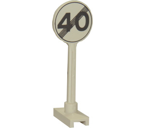 LEGO White Roadsign Round with Gray End of Maximum Speed 40
