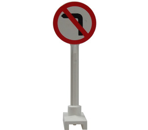 LEGO Vit Roadsign Runda med No Vänster Turn Vit (80039)