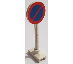 LEGO White Roadsign Round with No Parking (Diagonal to Right)