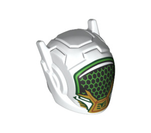 LEGO White Robot Helmet with Ear Antennas with Green and Black Hexagons (46534 / 76821)
