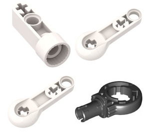 Lego Pieces Rotation Connection LEGO White Rotation Joint Ball and Socket with Beam and Black Loop ...