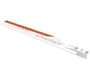 LEGO White Rotor Blade 3 x 19 with Beam 3 with Small Grey Triangles and Red-orange Stripe (Left) Sticker (65422)