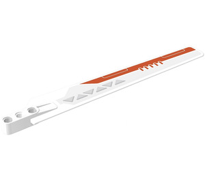 LEGO White Rotor Blade 3 x 19 with Beam 3 with Small Grey Triangles and Red-orange Stripe (Right) Sticker (65422)