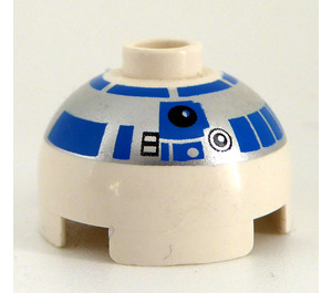 LEGO White Round Brick 2 x 2 Dome Top (Undetermined Stud) with Silver and Blue Pattern (R2-D2)