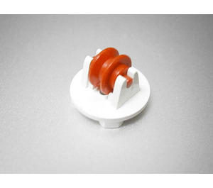 LEGO Blanc Round Plate 2 x 2 with Red Wheel