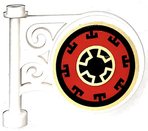 LEGO White Round Sign 1 x 5 x 3 with Black,red,Gold decoration Right Side  Sticker (13459)