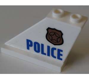 LEGO Valkoinen Peräsin 1 x 3 x 4 jossa Poliisi Merkki ja "Poliisi" (Vasen) Tarra (2340)