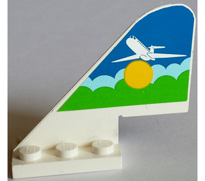 LEGO hvid Ror 2 x 5 x 3.7 med Fly above Sun & Clouds Klistermærke (3587)