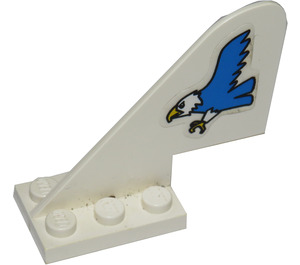 LEGO White Rudder 2 x 5 x 3.7 with Blue Eagle Sticker (3587)