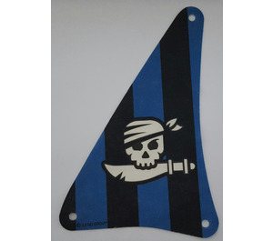 LEGO White Sail 15 x 22 Triangular with Black and Blue stripes, Skull with Sword